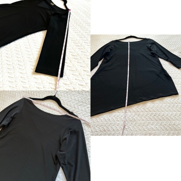 Sympli Nu Focus Asymmetric Hem Cut Out Shoulder 3/4 Sleeve Tunic Size 10 Black - Picture 14 of 17